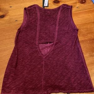 New! HAKEI S Wine Cut Out Sleeveless Tunic Blouse Long Fit